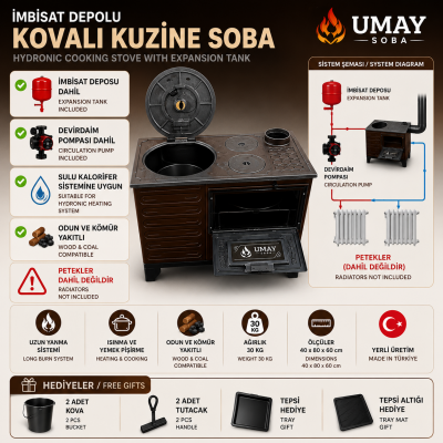 Kaloriferli Soba | Kuzineli Odun ve Kömür Sobası
